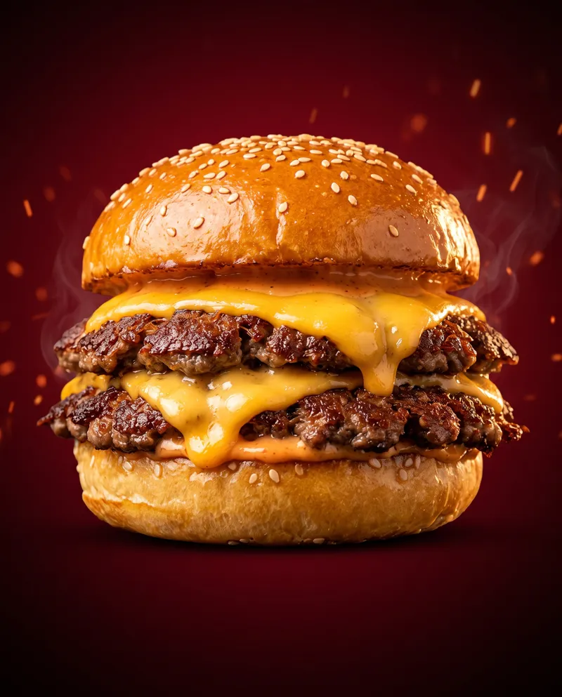 Smash burger duplo com cheddar escorrendo